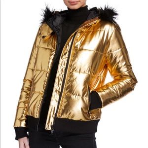 Michael Kors gold foiled puffer coat xl
